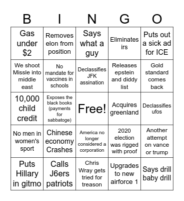 Trump Bingo Card
