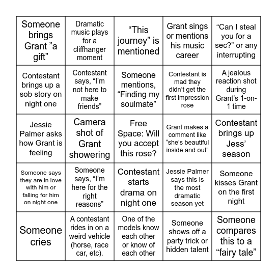 GRANT Bingo Card