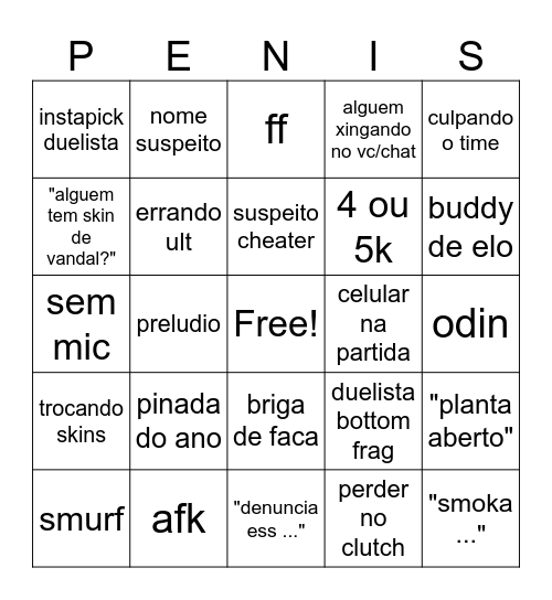 valorant Bingo Card