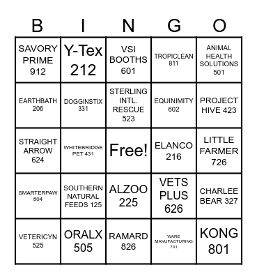 VENDOR BLACK OUT Bingo Card
