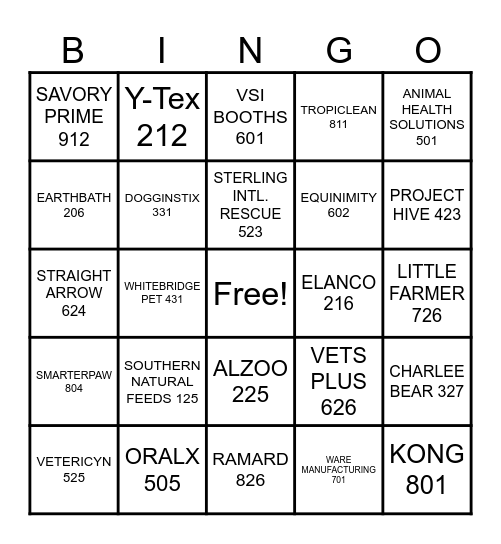 VENDOR BLACK OUT Bingo Card