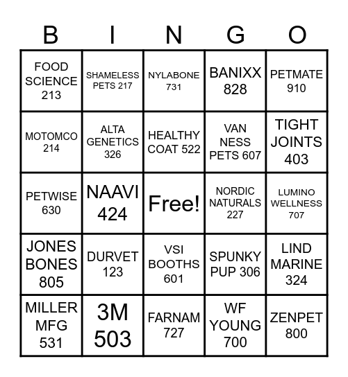 VENDOR BLACK OUT Bingo Card
