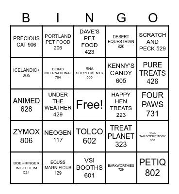 VENDOR BLACK OUT Bingo Card