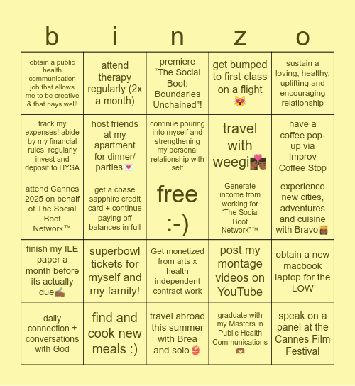 you are capable of it all💌 Bingo Card