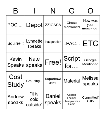 1-20-2025 Staff BINGO Card