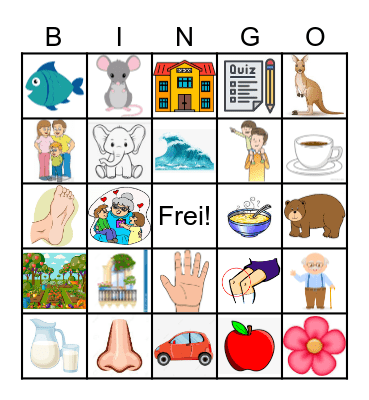 German Cognates D1 Bingo Card