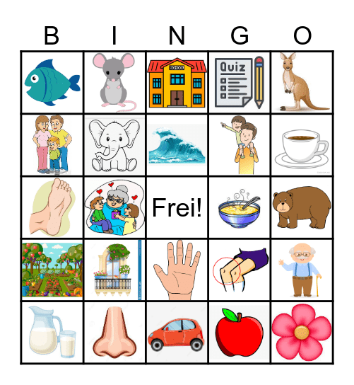 German Cognates D1 Bingo Card