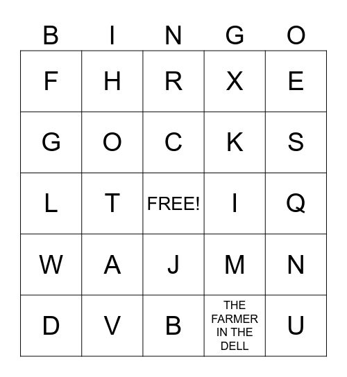 Alphabet Bingo Card