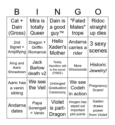 Onyx Storm Bingo Card