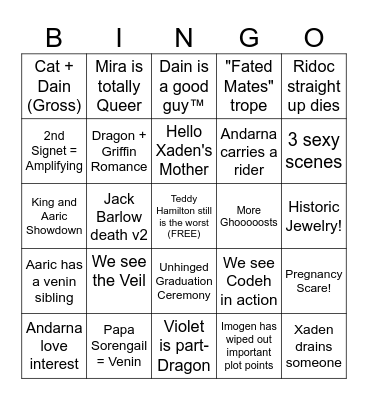 Onyx Storm Bingo Card