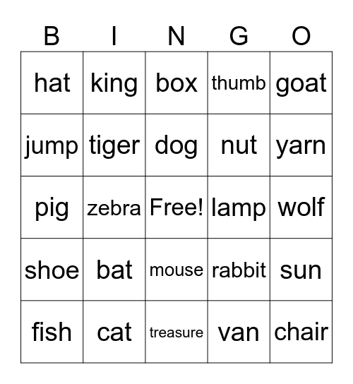 CONSONANTS GAME Bingo Card