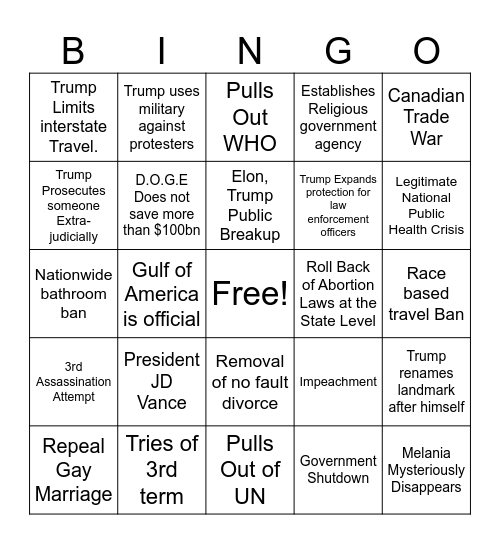 4  More Years of Trump Bingo Card
