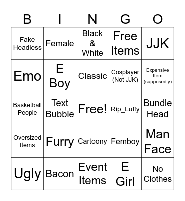 Avatar Bingo Card