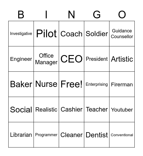 Career Bingo Card