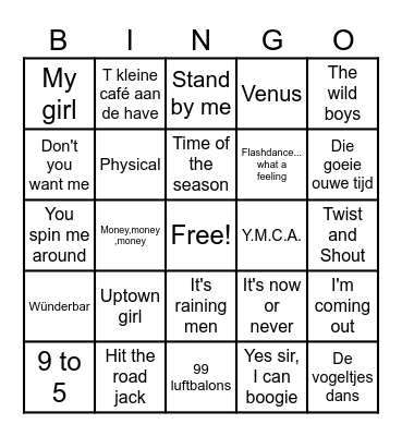 DE GROTE MUZIEK BINGO Card