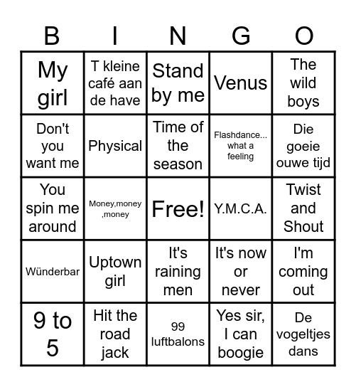 DE GROTE MUZIEK BINGO Card