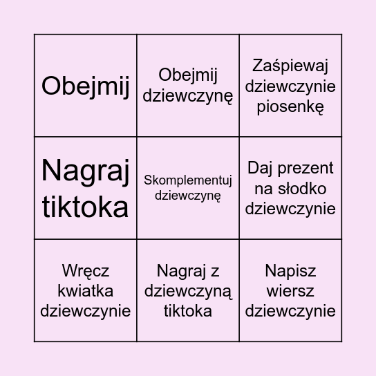 Bingo na dzień kobiet :* Bingo Card
