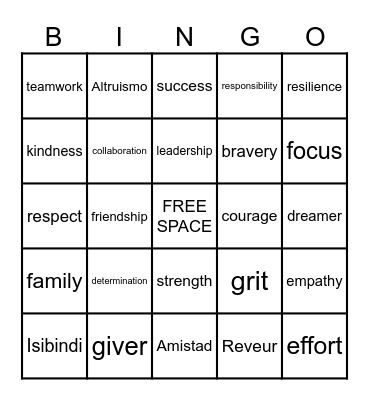 Dens of Determination Bingo Card