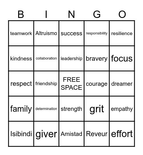 Dens of Determination Bingo Card