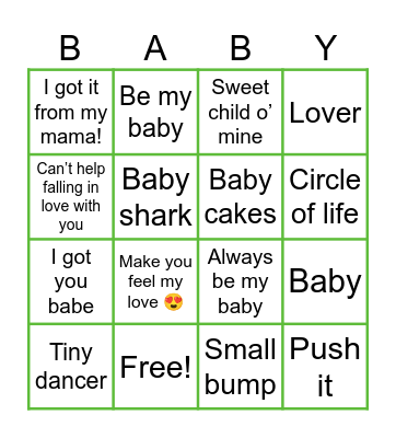 Baby bingo 💚 Bingo Card