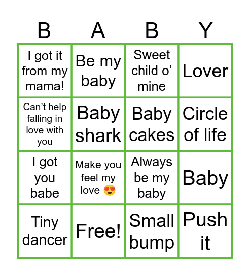 Baby bingo 💚 Bingo Card