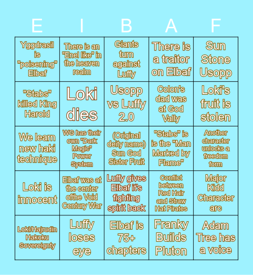 Post First Act Bingo Card