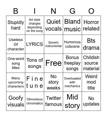 Modern fnf mod bingo Card