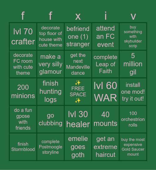 ❤️ Emelie's FFXIV Bingo 2025 ❤️ Bingo Card