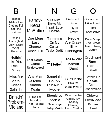 Country Time Bingo Card