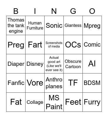 Deviantart Bingo Card