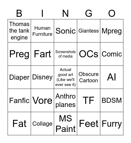 Deviantart Bingo Card