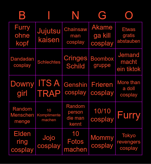 Privat 10 out of context Bingo Card