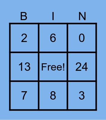 NUMBER BINGO Card