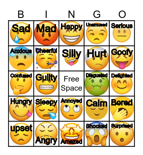 Feelings Bingo Card