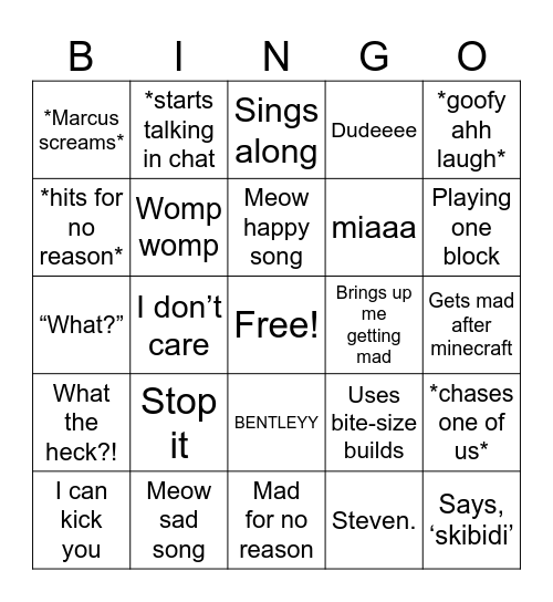 Meredith Bingo Card
