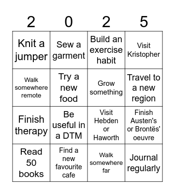 Rey's 2025 bingo Card