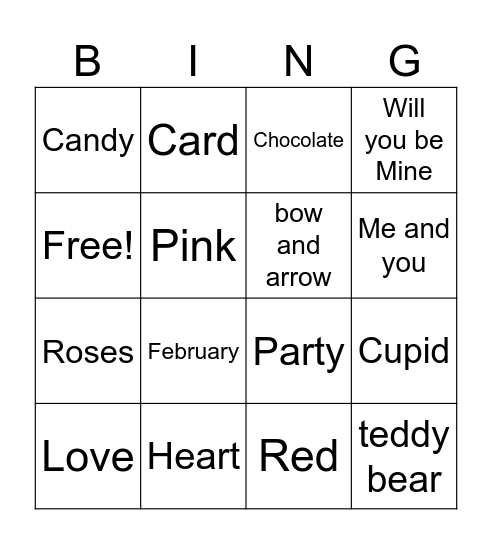 Valentines BINGO Card