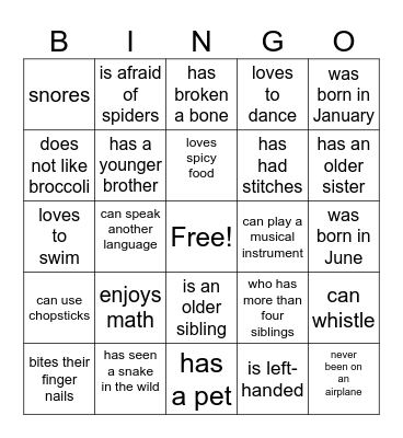 Find someone who.... Bingo Card