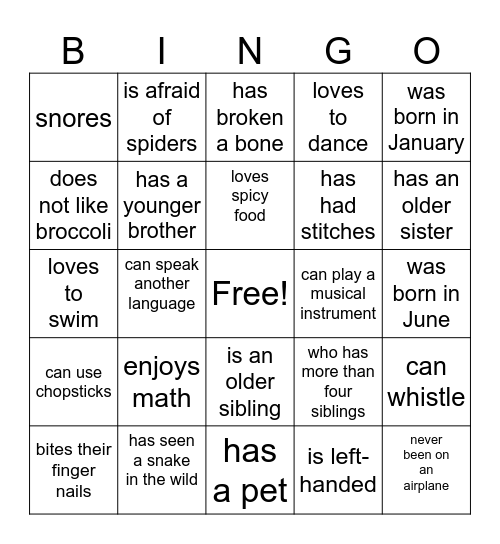 Find someone who.... Bingo Card