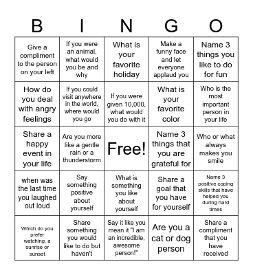 Social Bingo Card