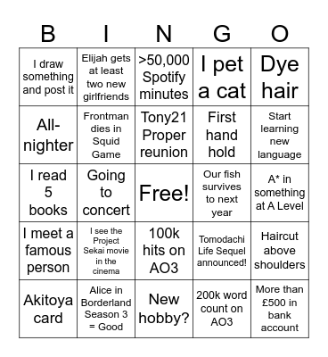 2025 Predictions v2 Bingo Card