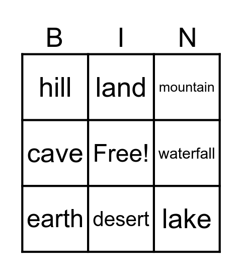 countryside and geographical features Bingo Card