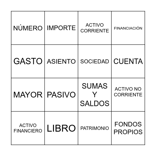 CONTABILIDAD Bingo Card