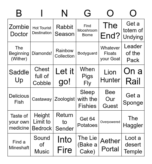 Epic MC Bingo 2025 Bingo Card