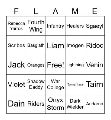 Empyrean Bingo Card