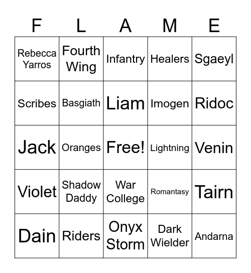 Empyrean Bingo Card