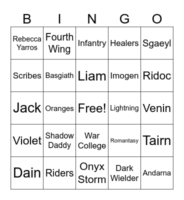 The Empyrean Bingo Card