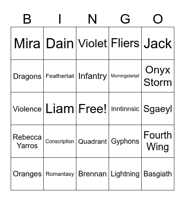 The Empyrean Bingo Card