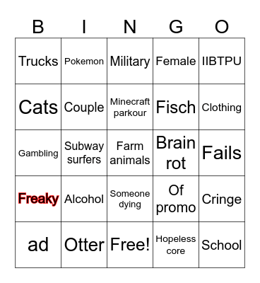 TikTok Bingo Card