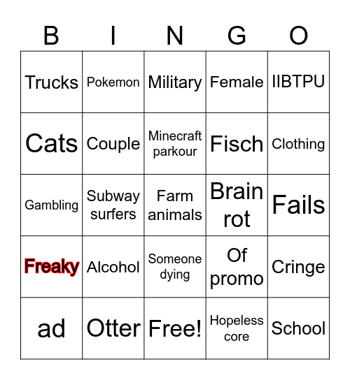 TikTok Bingo Card
